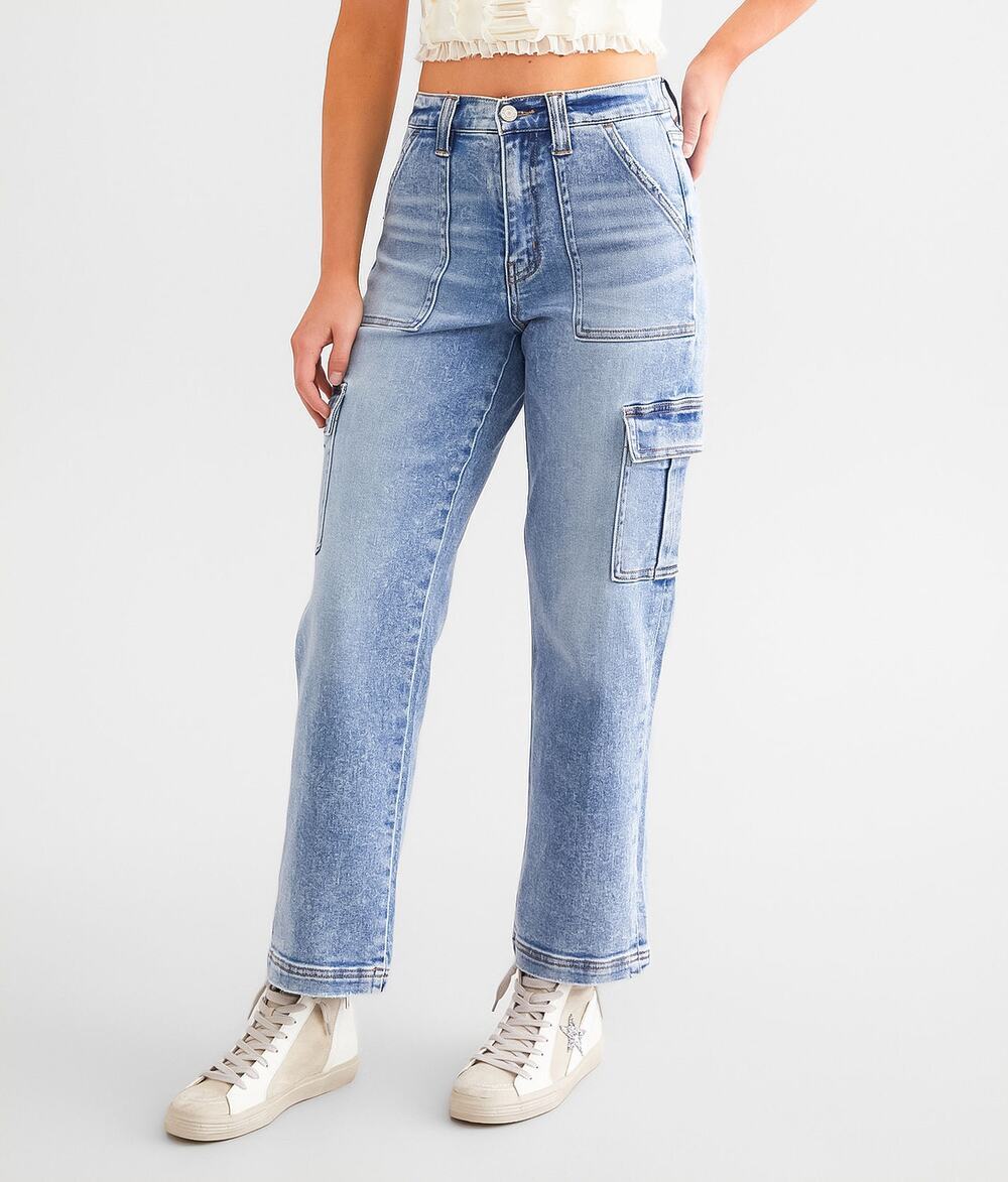 Vervet Dixie High Rise Cargo Blue Jeans Stretch Womens Size 24 *EUC